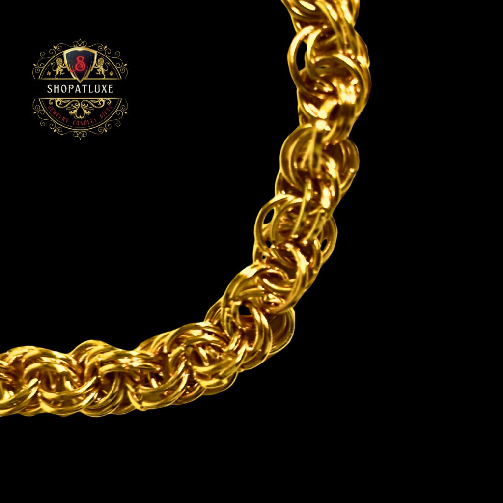 Mens 14kt Gold Hand Woven Bracelet